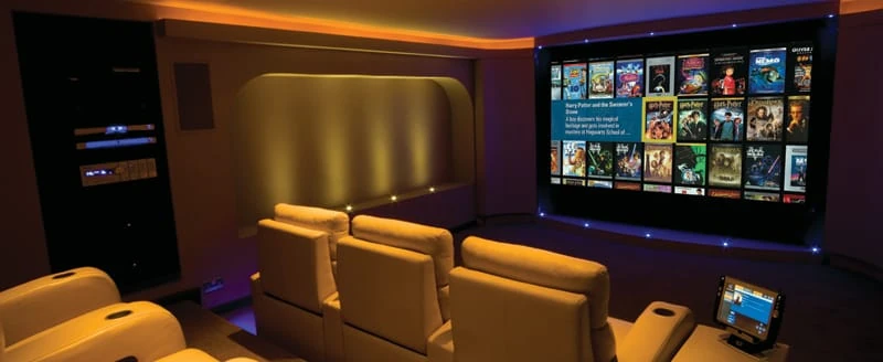 Architectural interior design inspiration for a bespoke home cinema in Dubai
